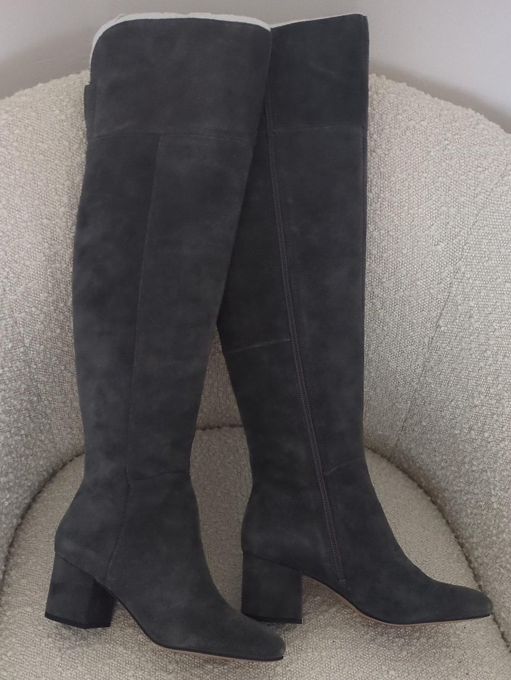 SARTO By Franco Sarto Charcoal Suede Over-the-Knee Block Heel Boots